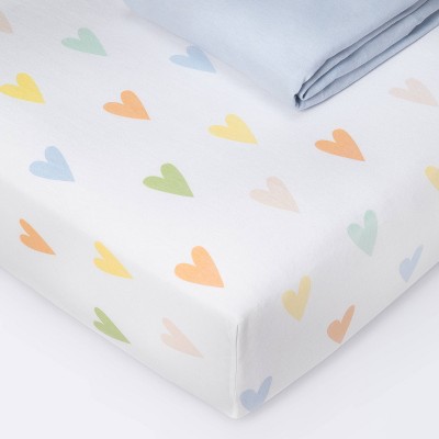 Fitted Jersey Crib Sheet - Cloud Island™ Hearts/Blue 2pk