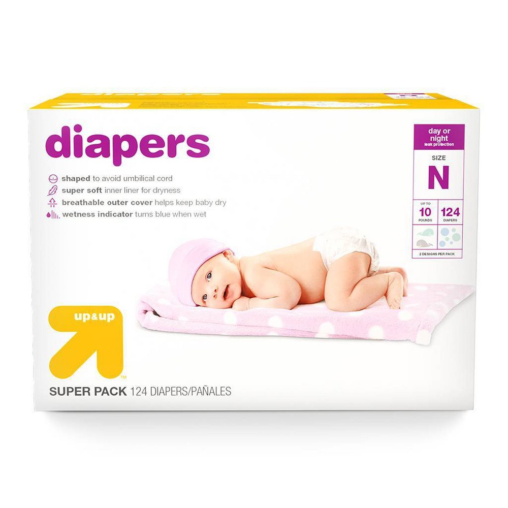 Diapers Super Pack Size Newborn 124ct up & up