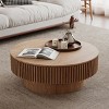 31'' Round Solid Wood Coffee Table,Coffee Table With Storage And Solid Wood Veneered,Accent Tea Table For Living Room,Bedroom-Coolbibila - 2 of 4