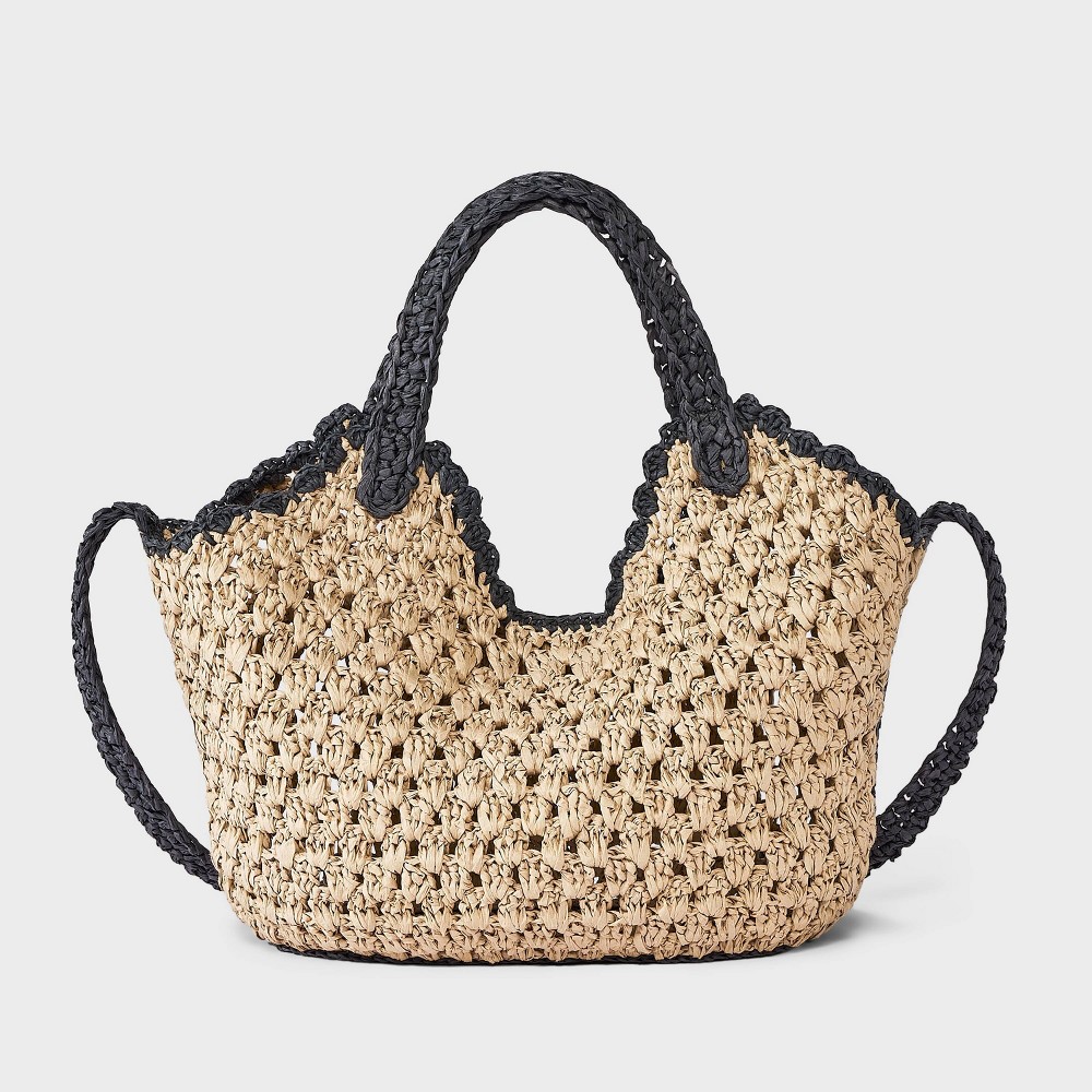 Straw Scallop Edge Crossbody Bag - A New Day™ Natural