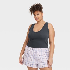 Women's Lace Trim Ribbed Pajama Tank Top - Colsie™ - 1 of 3