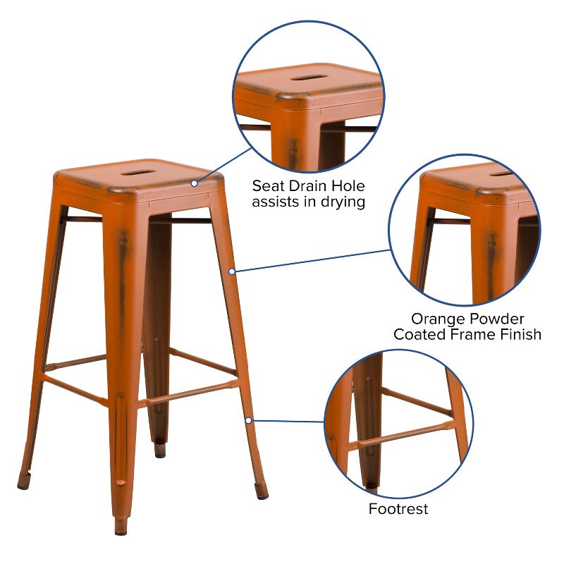 Merrick Lane Metal Stool with Powder Coated Finish and Integrated Floor Glides, 5 of 10