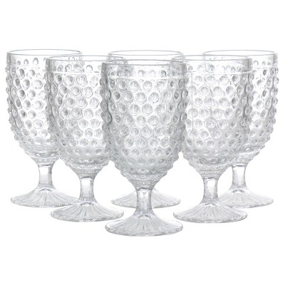 Gibson 6 Piece 14.2 Ounce Clear Glass Hobnail Goblet Drinkware Set