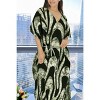 LEELA Women's Summer Maxi Nightdress Cover Up Gown Caftan Loungewear Dashiki House Dresses for Women 3X-4X Black, Abstract - 2 of 4