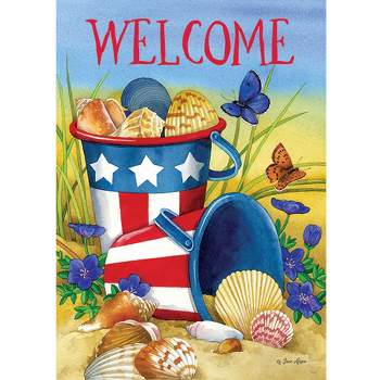 Home & Garden Beach Pails Garden Flag  -  One Garden Flag 18.0 Inches -  Sea Shells Patriotic  -  4562Fm  -  Polyester  -  Multicolored