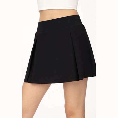 90 Degree By Reflex Womens Lightstreme Charm Pleated Skort with Built-in  Short - Black - X Large