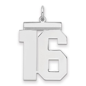 Black Bow Jewelry Sterling Silver, Athletic Collection, Large Polished Number 16 Pendant - 1 of 3