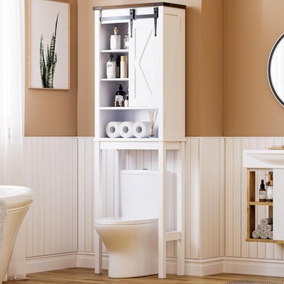 Over The Toilet Storage Cabinet, Farmhouse Storage Cabinet Over Toilet with Sliding Barn Door