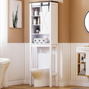 Over The Toilet Storage Cabinet, Farmhouse Storage Cabinet Over Toilet with Sliding Barn Door - 1 of 4