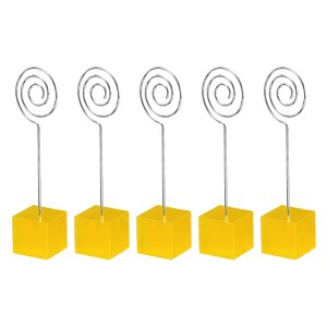 Unique Bargains Metal Resin Cube Base Circle Shape Pictures Memo Place Card Holder 5 Pcs - 1 of 4