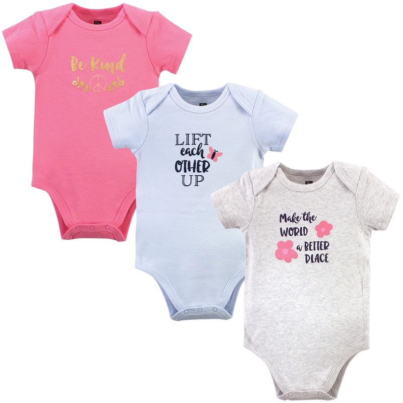 Hudson Baby Infant Girl Cotton Bodysuits, Be Kind Girl, 1 of 4