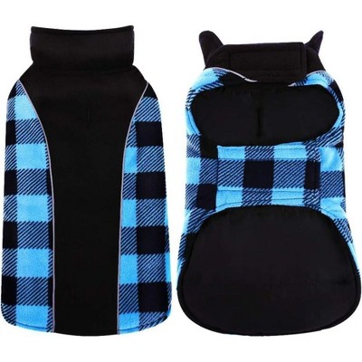 Dog Winter Coat, Reversible Waterproof Dog Jacket with Reflective Strip, Warm Dogs Fleece Vest Adjustable Plaid Christmas Doggy Cold Weather Clothes