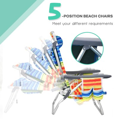 Colorful Striped Aluminum Folding Beach Chairs with Arms