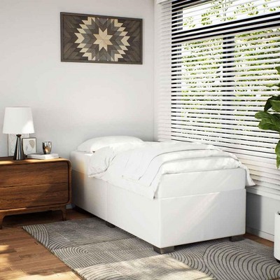 vidaXL Twin XL Platform Bed Frame - Faux Leather White - Modern Durable Bedroom Furniture - fits 39.4"x79.9" Mattress
