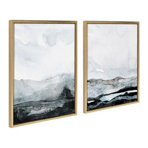 Kate and Laurel Sylvie Blue Layers Framed Canvas by Maja Mitrovic of Makes My Day Happy, 2 Piece 18x24, Bright Gold - 1 of 4