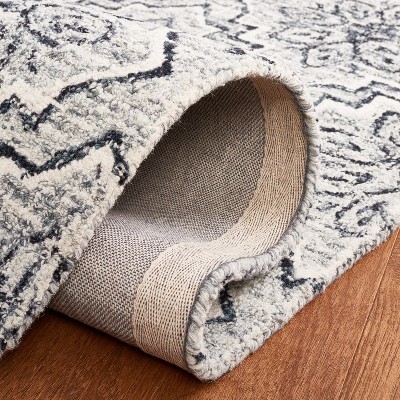 Handmade Dark Blue/Grey Abstract Wool Square Rug - 6' x 6'