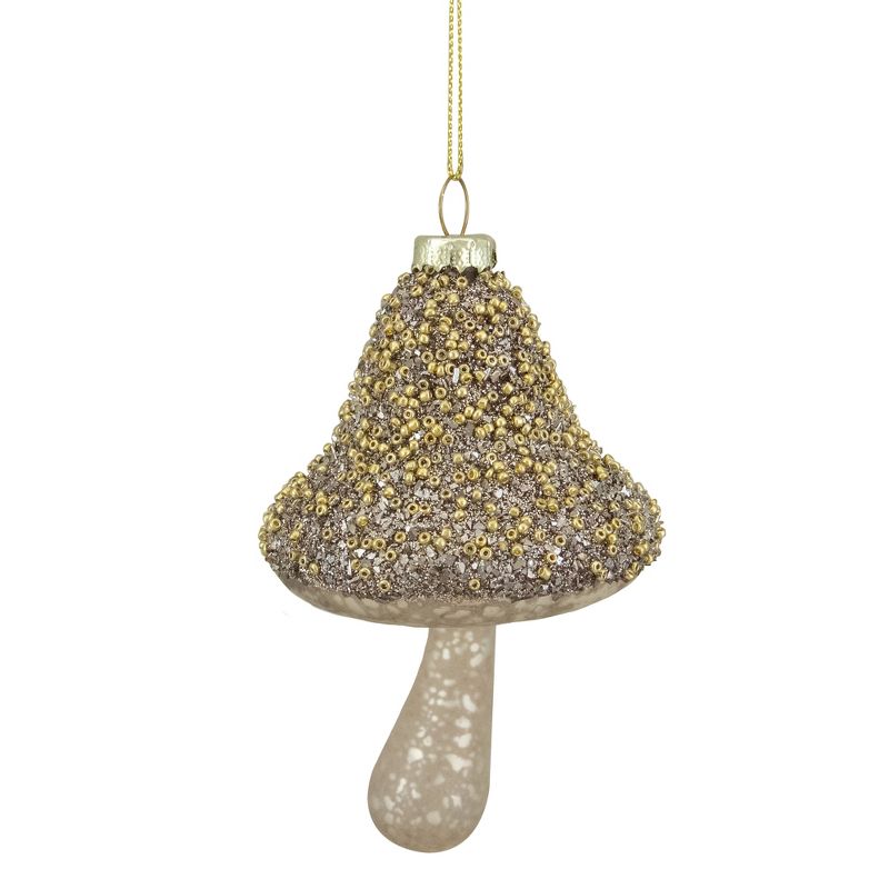 Northlight 4.75" Champagne Gold Mushroom Glass Christmas Ornament, 1 of 5