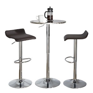 3-Piece Bar Height Dining Set with Adjustable Table and 2 Upholstered Stools - 1 of 4