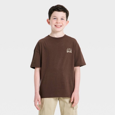 Детские Cat & Jack Boys' Short Sleeve Oversized Graphic T-Shirt - Cat & Jack™ Brown M