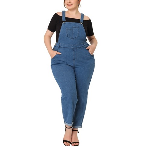 Agnes Orinda Women's Plus Size Jeans Zipper Back Yoke Stretch Roll Up Cuff Denim  Pants Blue 1x : Target