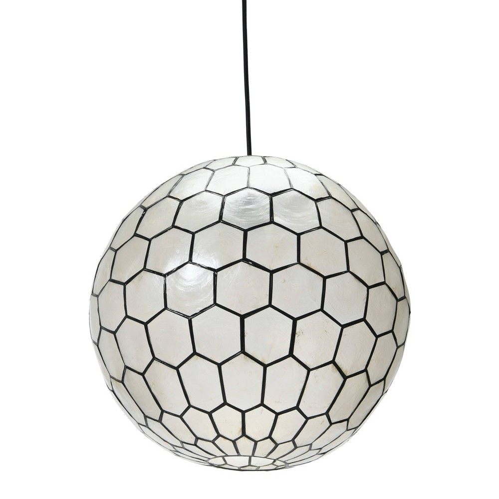 Photos - Chandelier / Lamp Storied Home 16"x15" Capiz Honeycomb Globe Pendant Light: Artisan Crafted,