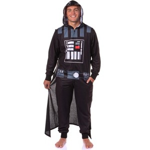 Star Wars Hooded Union Suit Men's Darth Vader Caped Costume Pajama - 1 of 4