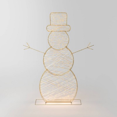 LED Champagne Metal Snowman Christmas Novelty Sculpture Light with White Color Light Bulb - Wondershop™