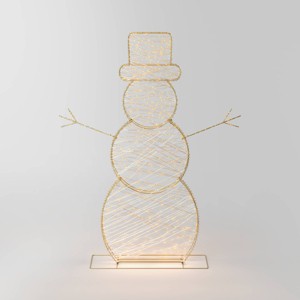 LED Champagne Metal Snowman Christmas Novelty Sculpture Light with White Color Light Bulb - Wondershop™ - 1 of 3