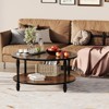 Round Coffee Table with 2-Tier Storage Shelf – Industrial Wood Center Table for Living Room, Small Spaces - 2 of 4