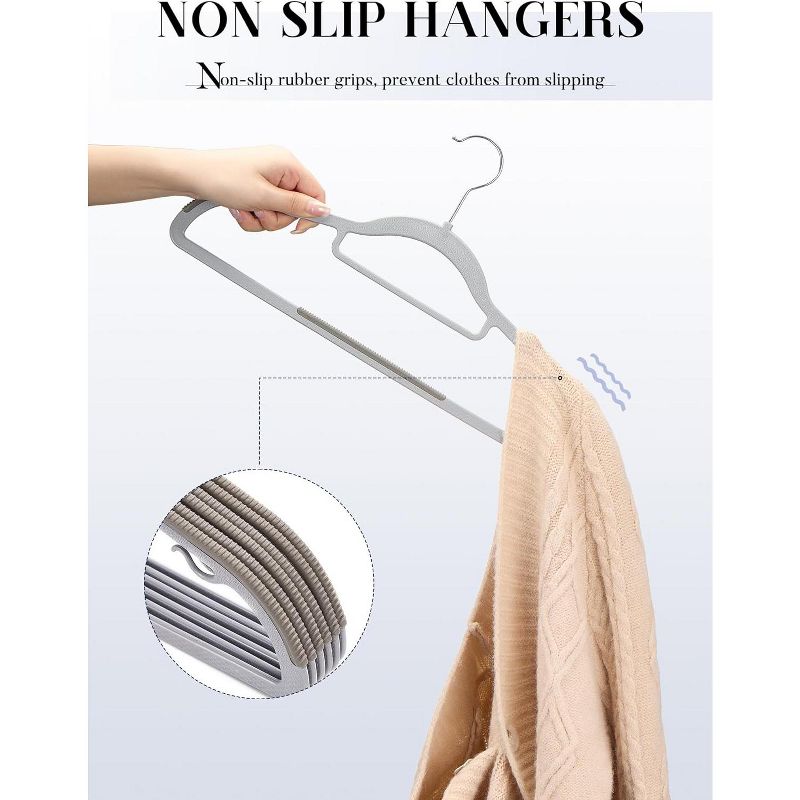 HOUSE DAY Plastic Non Slip Hangers 360° Swivel Hook Gray 50 Pack, 5 of 6