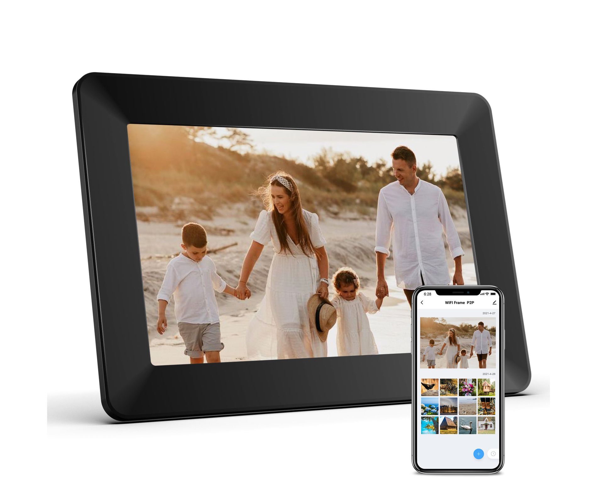 eco4life 10.1" Wi‑Fi Digital Photo Frame, IPS Touchscreen, 16GB Storage, App Sharing, Alexa Support-CPF1026