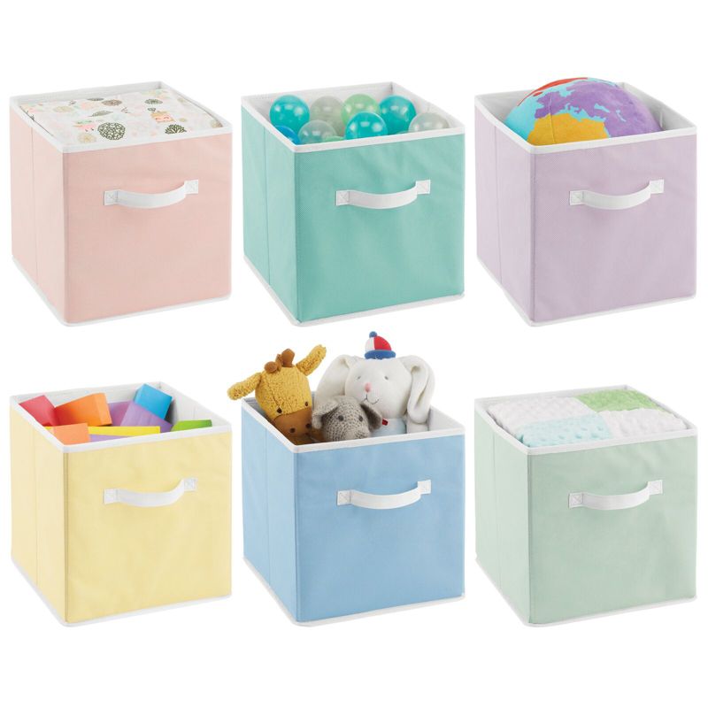 mDesign Small Fabric Closet Organizer Cube Bin with Front Handle, 4 of 10