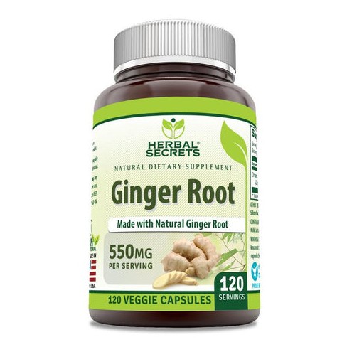 Herbal Secrets Organic Ginger Root 550 Mg 120 Veggie Capsules - image 1 of 1