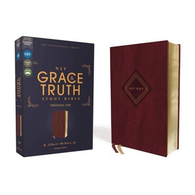 Niv, the Grace and Truth Study Bible, Personal Size, Leathersoft, Burgundy, Red Letter, Comfort Print - by  Zondervan (Leather Bound)