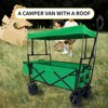 Outdoor Garden Park Wagon with Canopy and Pockets, Foldable Portable Utility Beach Trolley Cart with 7" Wheels for Camping Garden Capacity 262 LBS - 3 of 4
