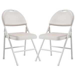 2 Pack Folding Chairs with PU Leather Padded Cushion and Back, Metal Foldable Chair for Indoor Outdoor, Commercial Stackable Guest Chairs - 1 of 4