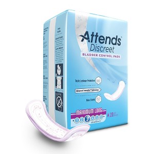 Attends Discreet Bladder Control Pads, Moderate Absorbency, 14.5 in, 20 Count, 1 Pack - 1 of 4