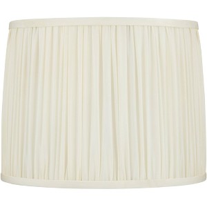 Springcrest Cascade 13" Top x 14" Bottom x 11" High x 11" Slant Lamp Shade Replacement Medium White Drum Round Modern Silk Pleated Washer Harp Finial - 1 of 4