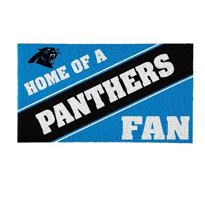 Evergreen Home of a Fan Carolina Panthers 28" x 16" Woven PVC Indoor Outdoor Doormat, Home of a Fan