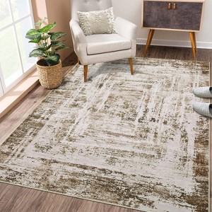 Washable Runner Rug - Modern Abstract, Non-Slip, Stain-Resistant, Low Pile, Distressed, Hallway or Entryway - 1 of 4