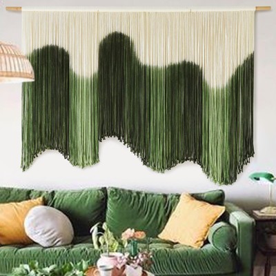 Aoibox Large Macrame Wall Hanging Boho Art Green Fiber Dip-Dyed Handmade Cord for Headboard Bedroom Living Room 57" W x 35" L