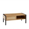 NicBex 40.16"/54.33" Modern Rattan Coffee Table with Sliding Doors & Metal Legs,Storage End Table,Center Table for Living Room,Office - 2 of 4