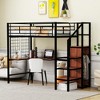 Stylish Metal Frame Twin Size Loft Bed with Desk, Metal Grid, Lateral Storage Ladder, and Wardrobe - 2 of 4