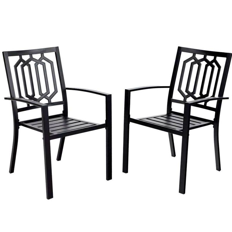 2pc Patio Stackable Metal Deck Chairs - Captiva Designs, 3 of 11