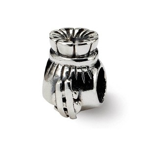 Black Bow Jewelry Sterling Silver Money Bag Bead Charm - 1 of 3