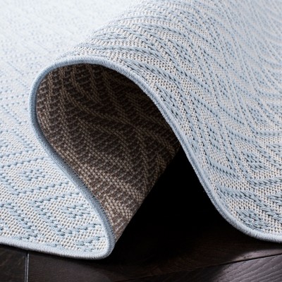 Light Blue Geometric Synthetic Indoor/Outdoor Area Rug