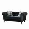 67" Chesterfield Velvet 2-Seater Sofa with Roll Arm & Nailhead, Mid-Century Modern - 3 of 4