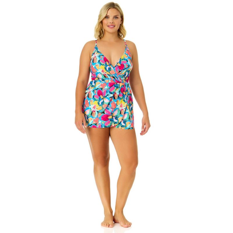 Anne Cole Women's Amalfi Floral Swim Dress With Skirted Bottom, 3 of 8