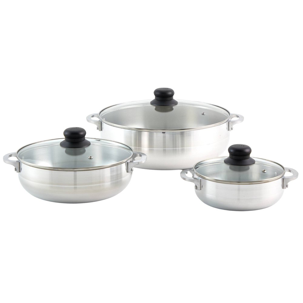 Photos - Bakeware IMUSA 3pc Basic Caldero Set with Glass Lid: Aluminum Cookware, 6-Piece, Electric & Gas Compatible, Hand Wash