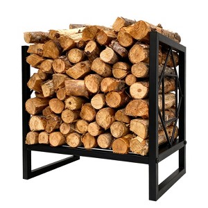 Garvee Small Firewood Rack Outdoor, Heavy Duty Metal Fireplace Log Holder Indoor, Wood Stove Accessories for Fire Pit, 17.5" W x 11.8" D x 15.7" H - 1 of 4